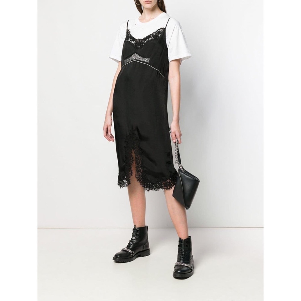 PINKO black lace trim slip DRESS